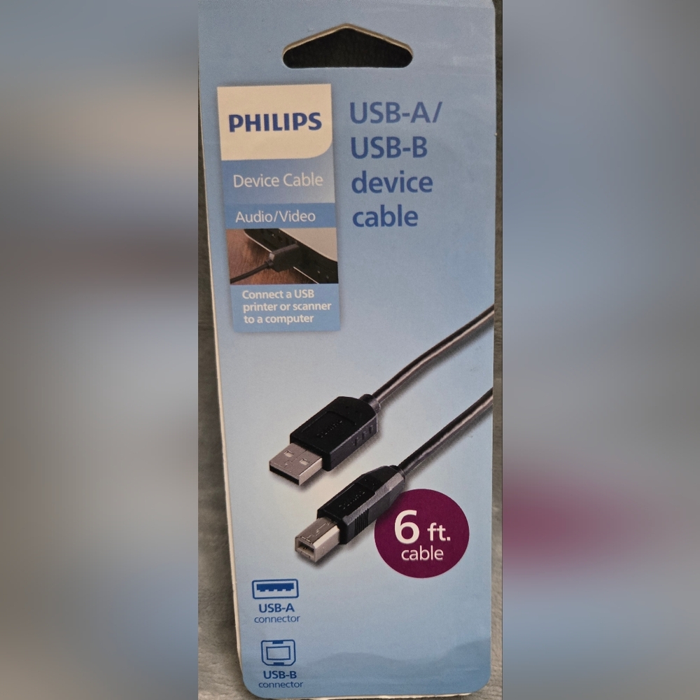 Philips Black USB-A to USB-B Cable